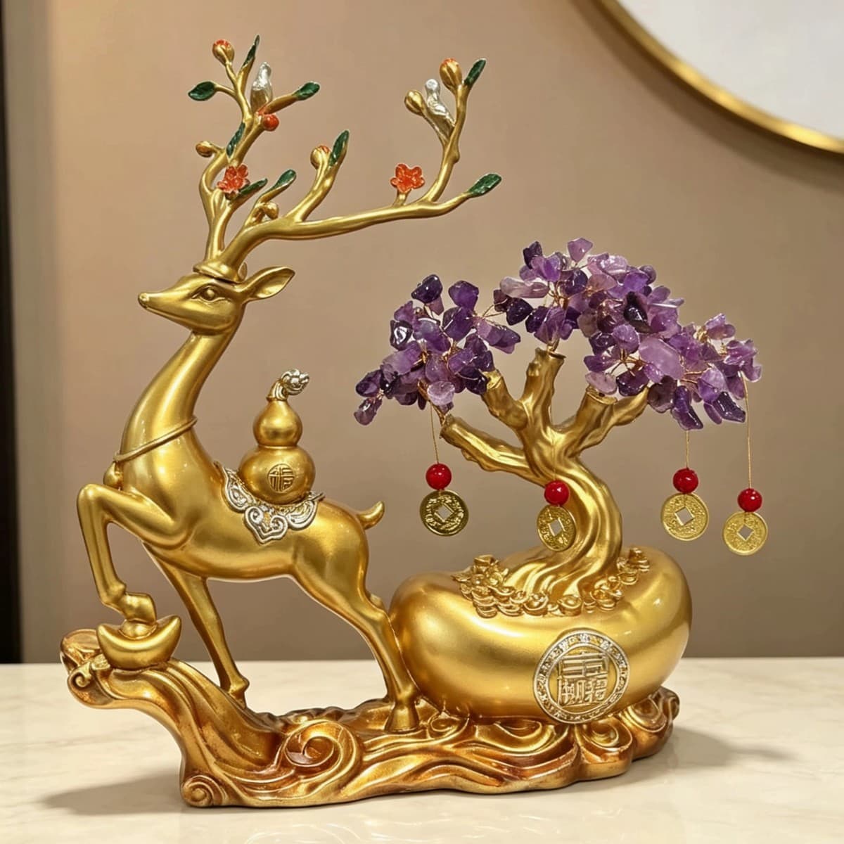 Light luxury fortune deer money tree office decoration ornaments wine cabinet TV cabinet living room home accessories high-end atmosphere