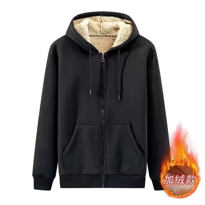 Versatile Casual Zip-Up Hoodie for Men, Fall/Winter 2026, Fleece-Lined, Hooded, Durable and Stain-Resistant, Sherpa Fleece Jacket