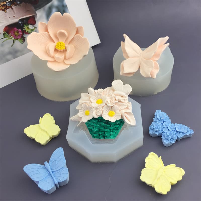 Silicone Mold for Baking Cake Decorations Butterfly Orchid Moon Osmanthus Flower Small Fragrant Moonstone Drip Wax Mold