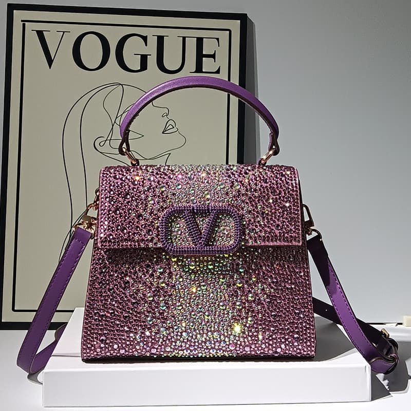 Crystal-Embellished Women's Handbag Heavy-Duty Rhinestone Tote Bag High-End Elegant Shoulder Crossbody Bag Vintage Lady