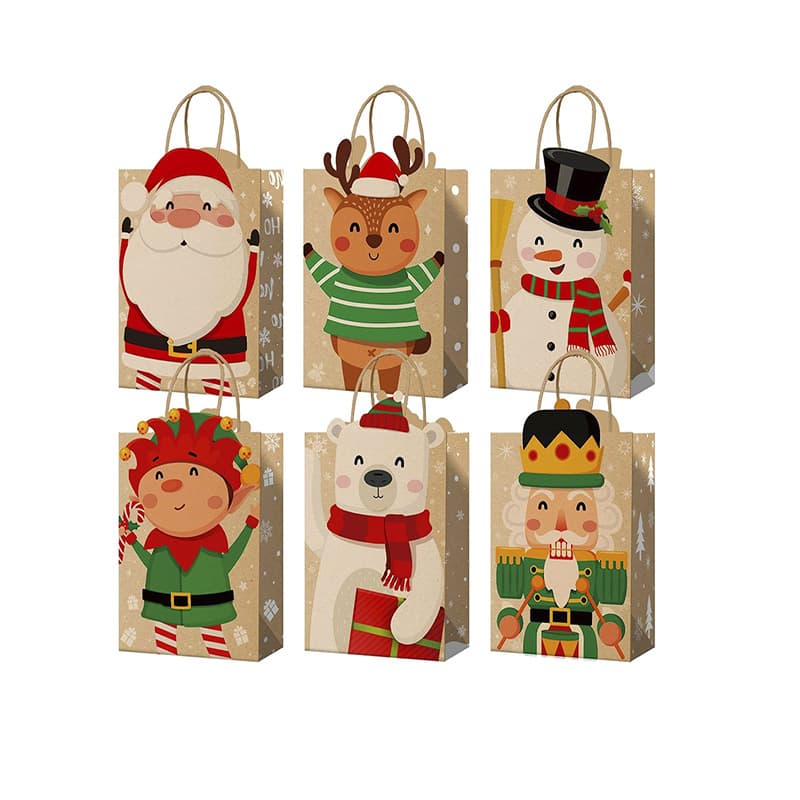 Wholesale Shopping Paper Gift Bags Candy Cookie Bags Christmas Kraft Paper Bags Gift Pack Brown Paper Bags with Handles