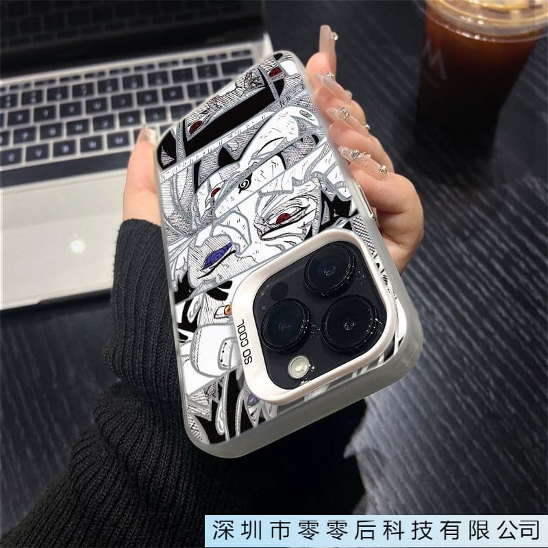 Hollow Comic Naruto Case for iPhone 15 Pro Max, Apple 14/13 Shockproof 12/11 Colorful Silver Shell