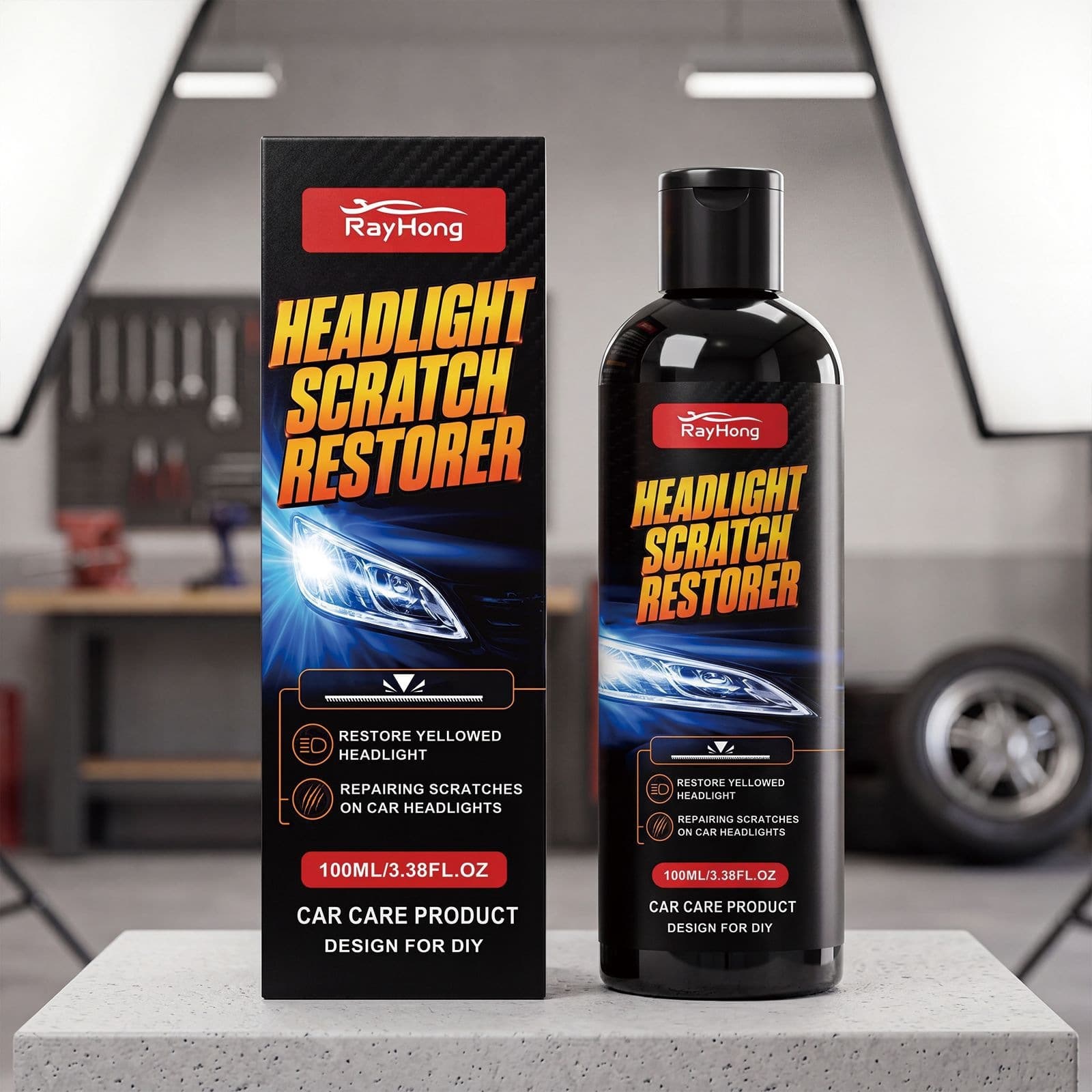 RAYHONG Car Light Scratch Remover Cleaning Paste - Convenient Daily Polishing for Car Headlight Surface Scratches and Scuffs