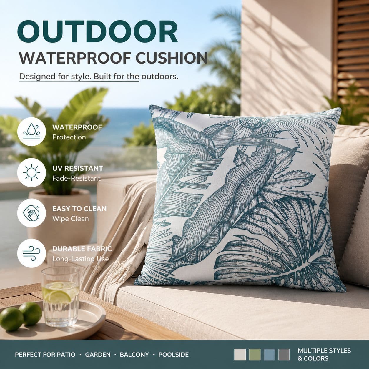 Amazon Best-Selling Outdoor Waterproof Throw Pillow for Picnic Camping Custom Oxford Fabric Chair Back Cushion Cover