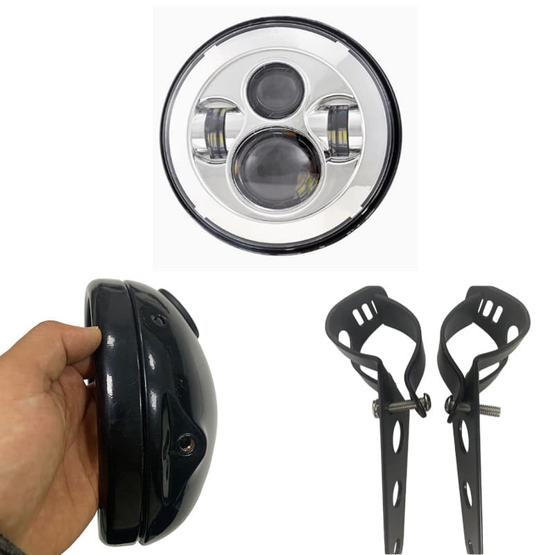 Wrangler Headlight 7-inch Headlight High/Low Beam without Halo Ring Round Headlight for Wrangler JK TJ Harley Front Headlight Modification