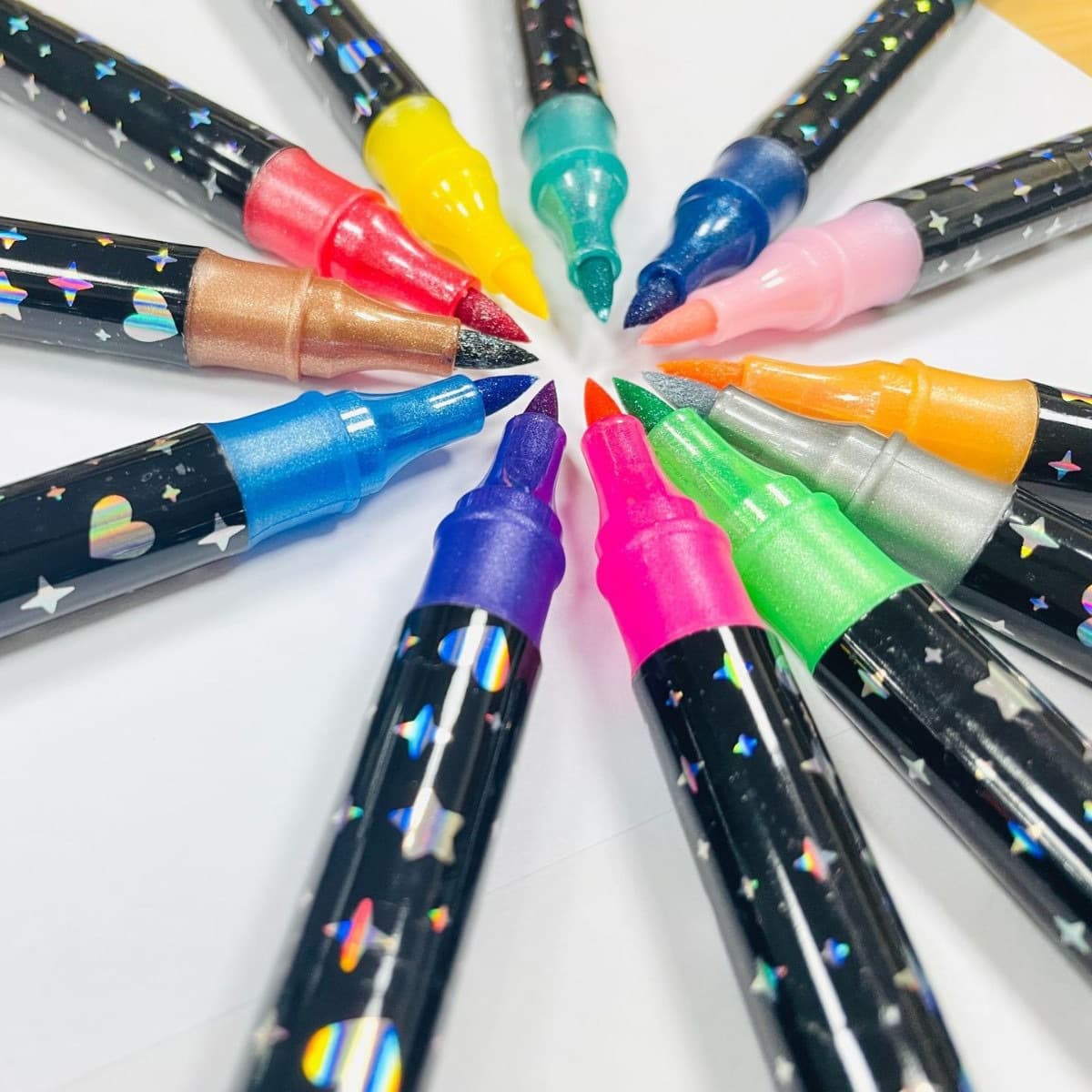 Factory Direct Dual-Tip Glitter Marker Pen, Soft Tip Two-Color, Drawing Glitter Marker, Watercolor Pen, Stationery Wholesale