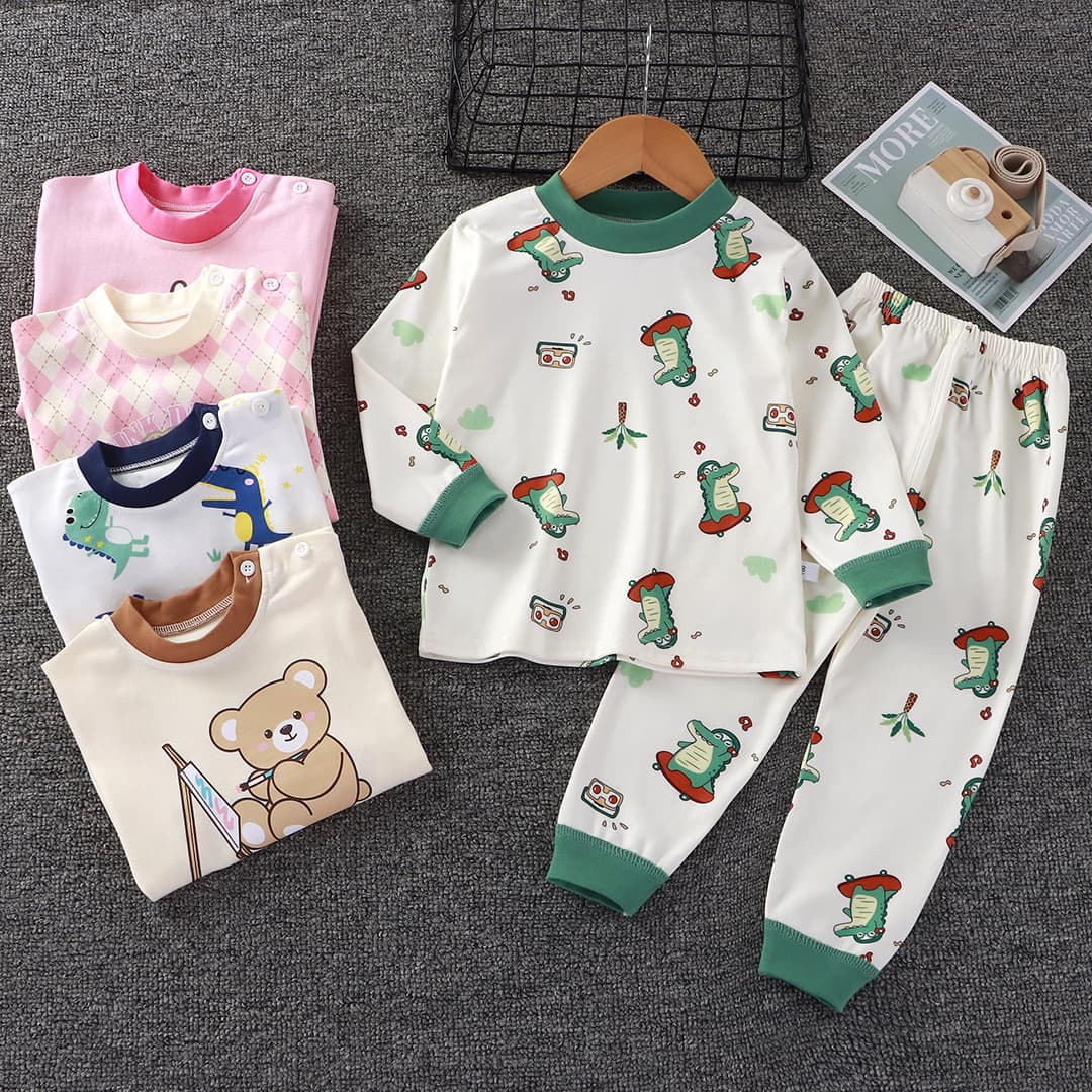 2025 New Kids Underwear Set Boys Girls Autumn Long Johns Baby Pajamas Homewear Wholesale