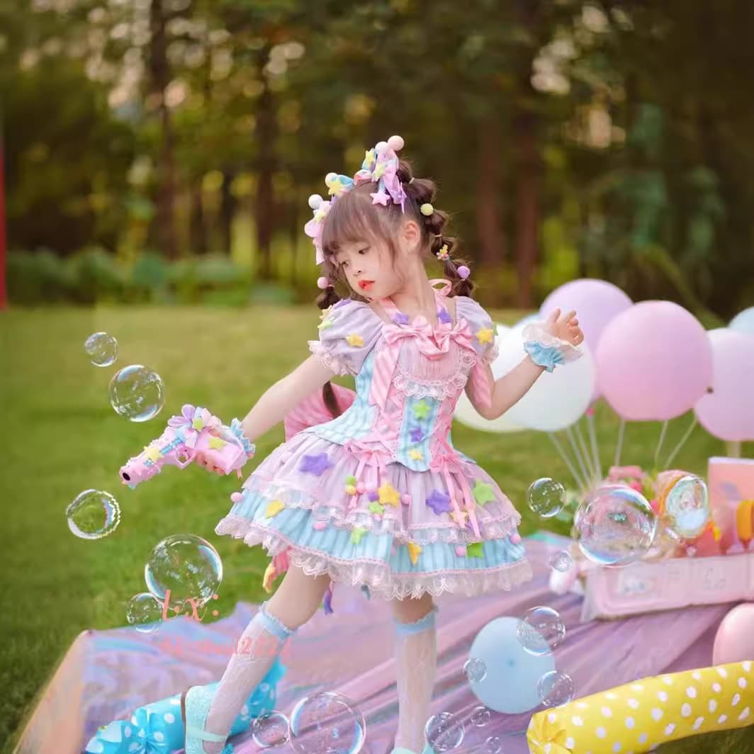 Dopamine Sugar Princess Dress Cos Clothing Children's Dress Girls Lolita Skirt 2025 New Handmade Skirt