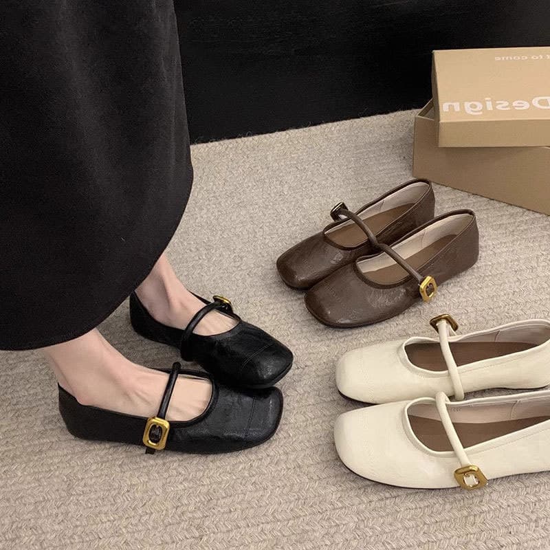Genuine leather soft-soled Mary Jane shoes, women's small leather shoes, 2025 spring/summer new style, versatile one-strap flat shoes for women.