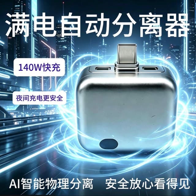 TK Cross-border Hot Product Full Charge Auto Disconnector Phone Overcharge Protection Physical Auto Power-off Data Cable 140W Fast Charging