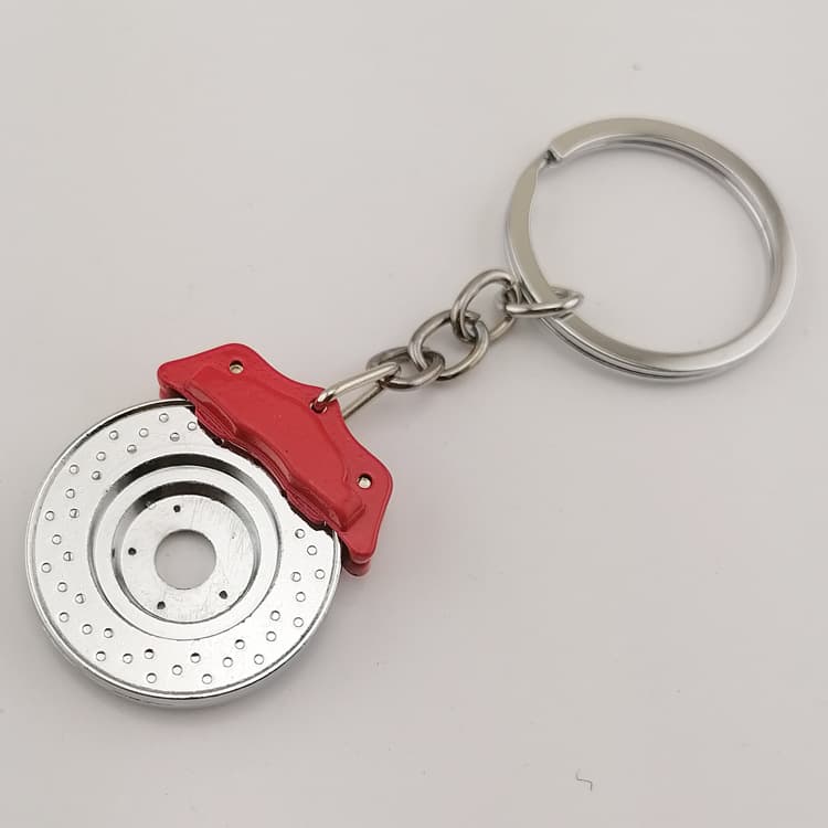 Brake Disc Wheel Hub Caliper Metal Keychain Car Modified Disc Brake Waist Key Ring Chain Pendant Car Accessory