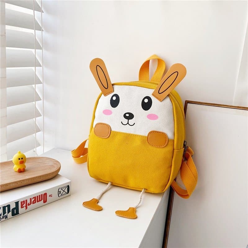 Children's Canvas Backpack, Cute Cartoon Design for Boys and Girls, Kindergarten Portable