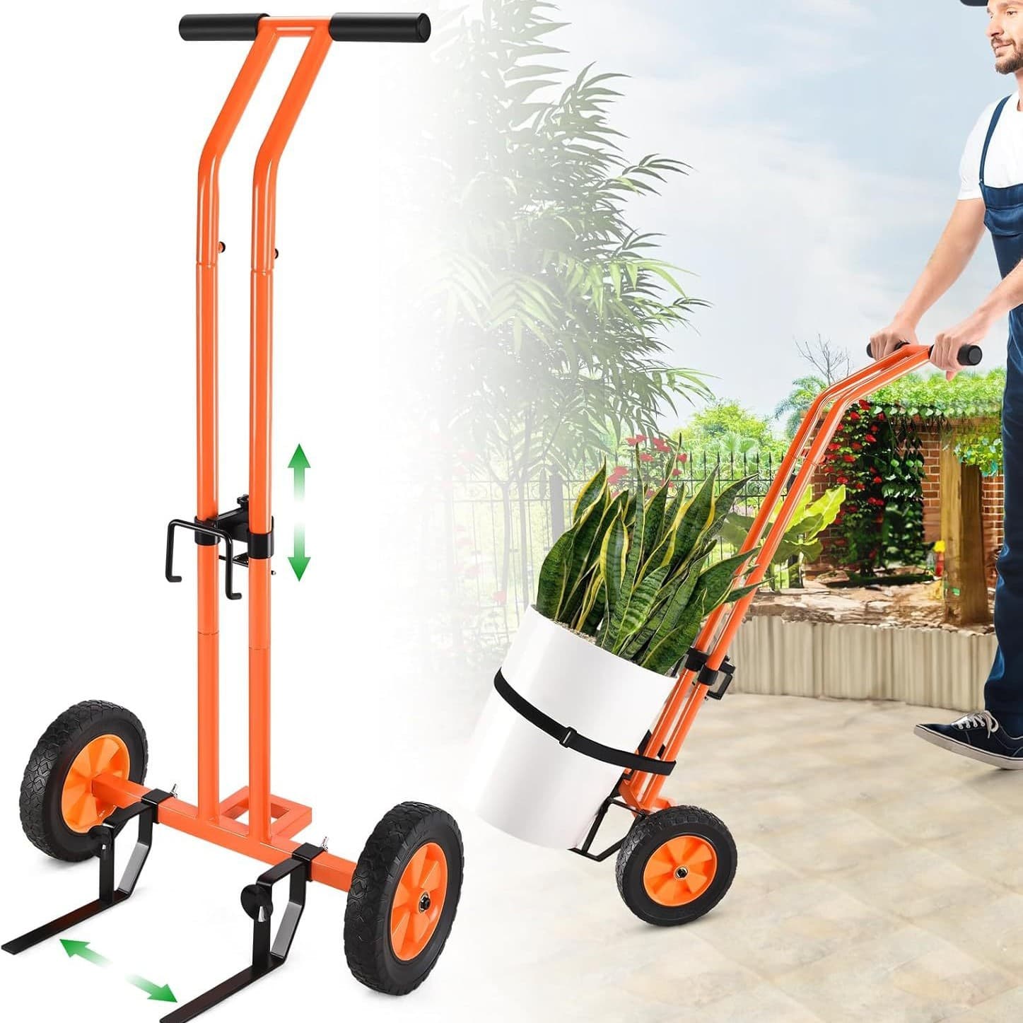 Garden Plant Dolly for Indoor and Outdoor Use, Heavy-Duty Plant Moving Cart, Flower Pot Transport Hand Truck