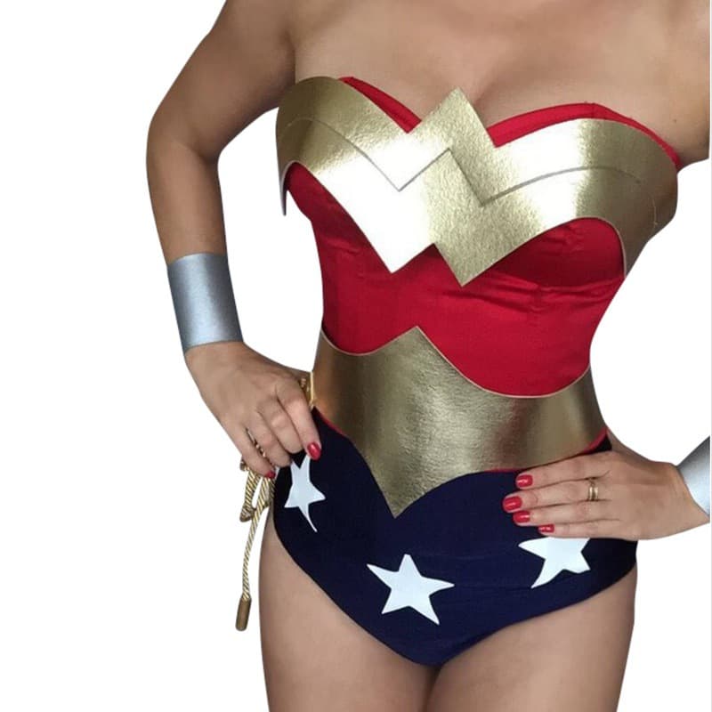 Amazon Hot Item Wonder Woman with Bra Bodysuit 6-Piece Set Halloween Costume