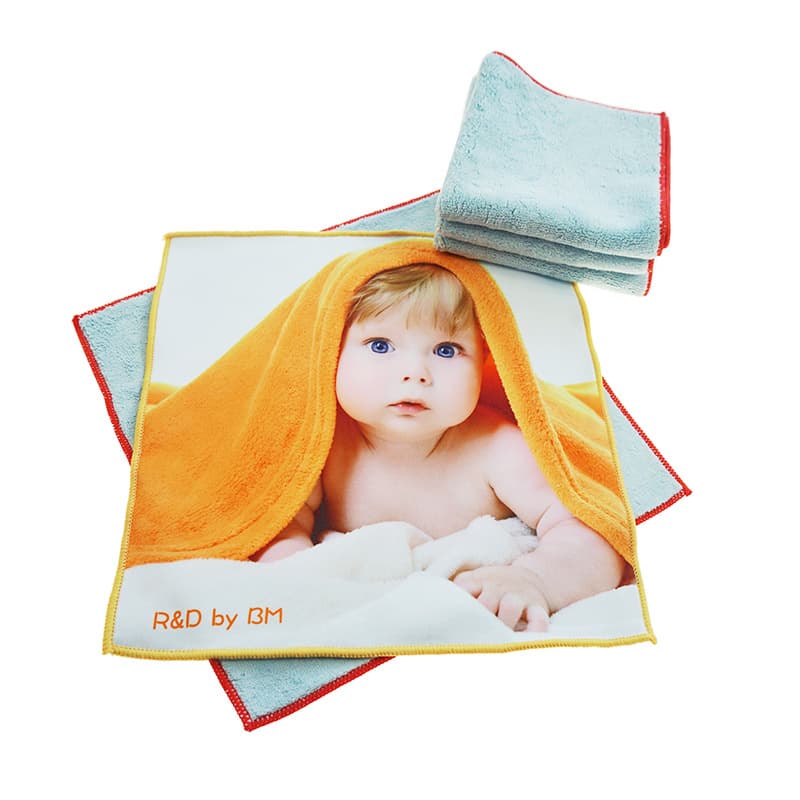 Flat composite coral fleece heat transfer printing children's more absorbent than pure cotton home small handkerchief custom factory ultra-soft