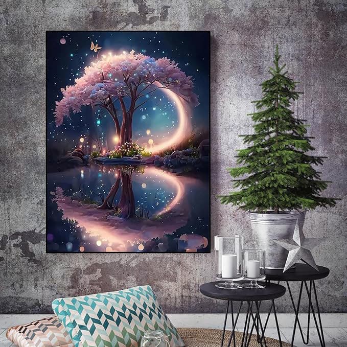 Amazon Cross-border Diamond Painting Hot Selling Drop Shipping Full Diamond 5D Round Diamond Tree Exclusively for Foreign Trade Cross Stitch Manufacturer