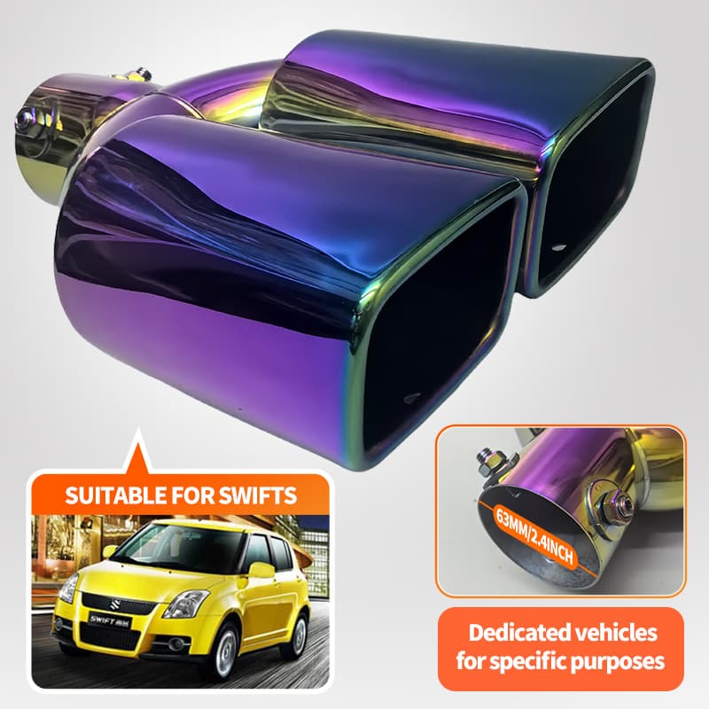 Stainless steel exhaust pipe for original car 5.2-5.8CM modification square dual outlet tailpipe car decoration
