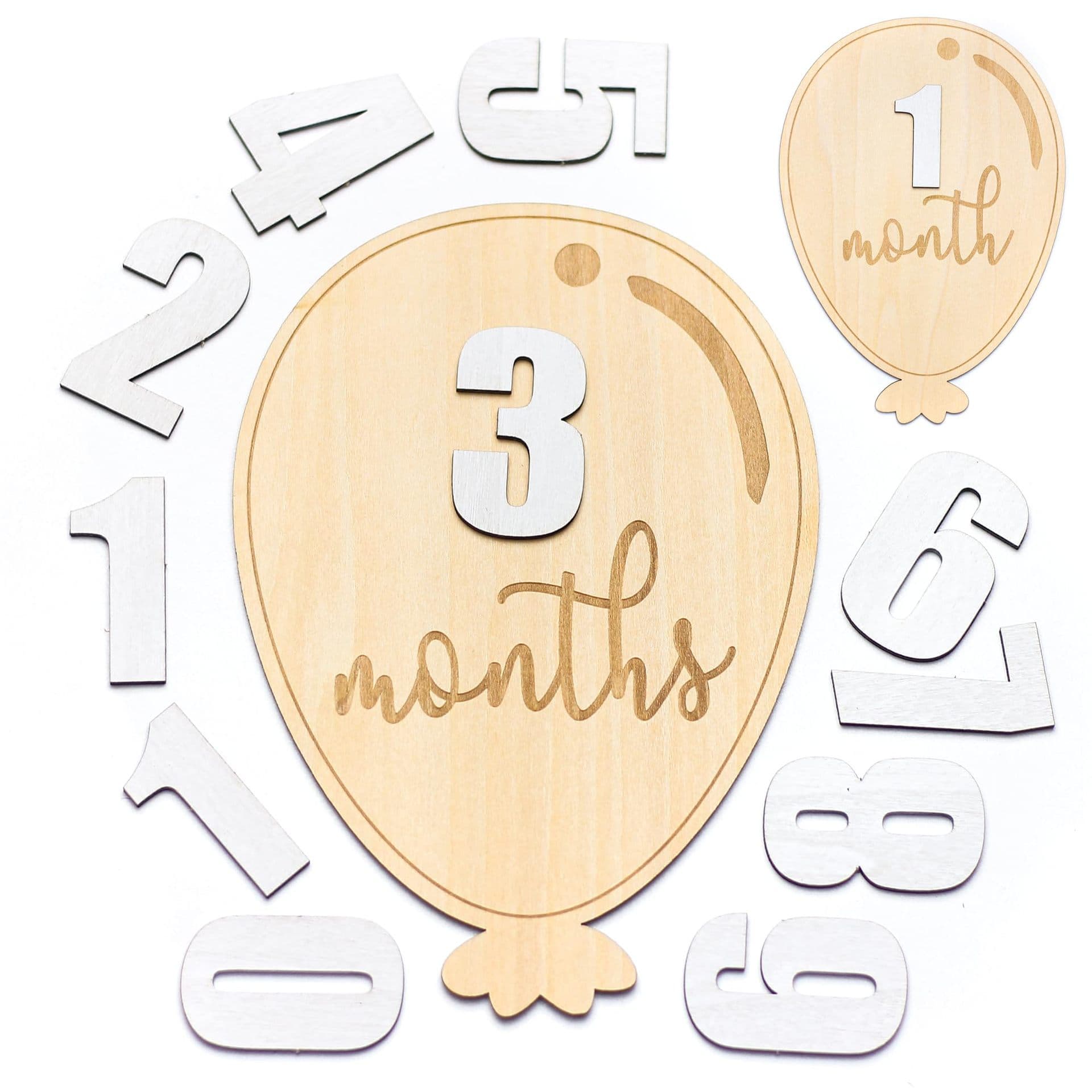 Baby Monthly Balloon Milestone Cards Wooden Milestone Discs Newborn Record Baby Growth Month Signs
