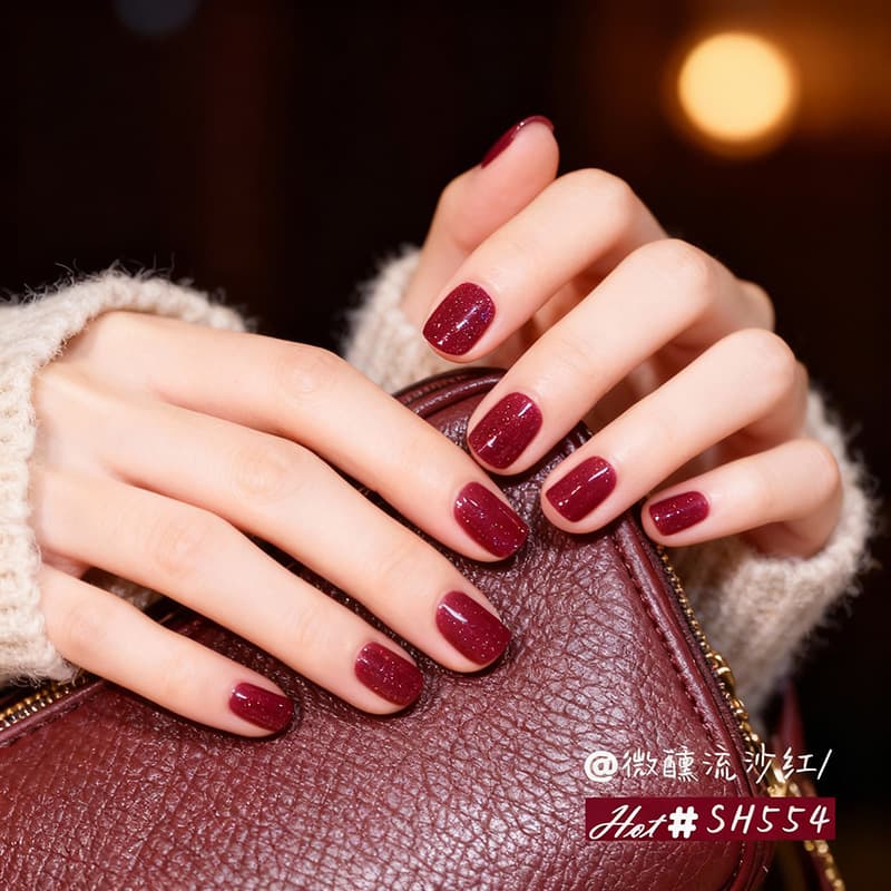 Sweetcolo No-Bake Quick-Dry Water-Based Nail Polish Source Factory Plum Color Elegant Style Crushed Diamond Drop Shipping