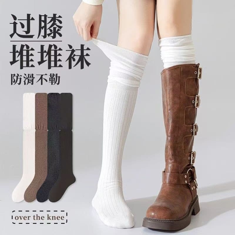 Women's Socks Spring Autumn Style Cotton Over-the-Knee Long Socks High Thigh Anti-Slip Slimming White Stackable Long Boot Socks Autumn Winter