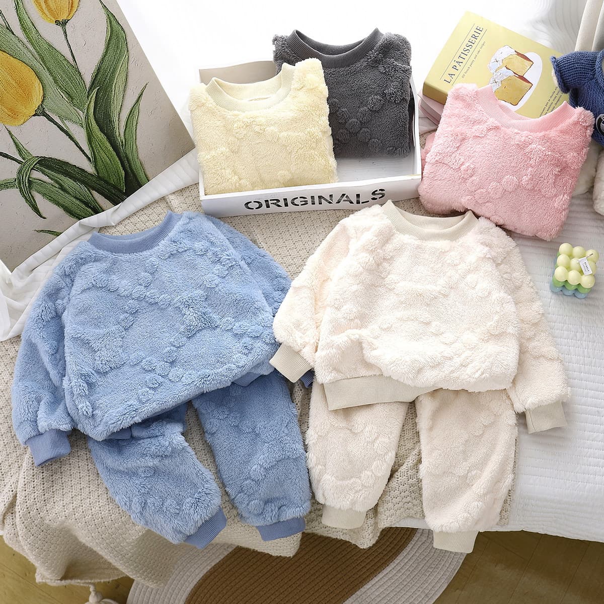 Children Thermal Set Fleece-Lined Thick Winter New Boys Pajamas Girls Homewear Sleepwear Kids Clothes