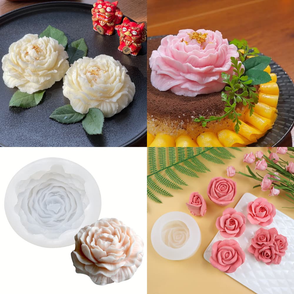 Peony Flower Silicone Mold, Carnation Rose Mousse Mold, 3D Flower Candle Soap Mold