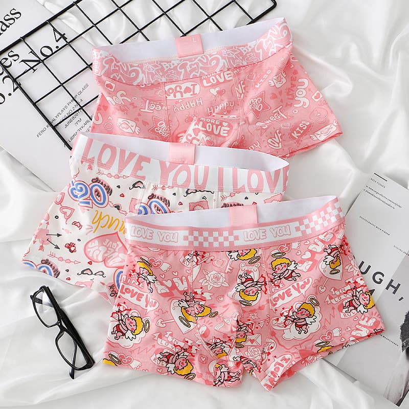 520 Tough Guy Pink Men's Boxer Briefs Cotton Breathable Loose Young Men's Shorts Factory Stock Wholesale