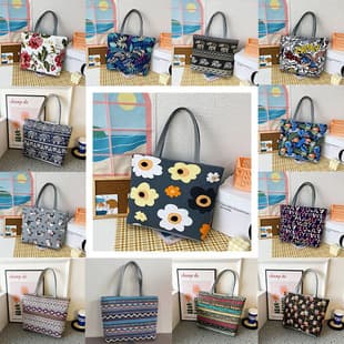 Wholesale New Canvas Large Capacity Women's Bag, Printed Handbag, Korean Tote Bag, Artistic Student Bag, Cross-Border Bag