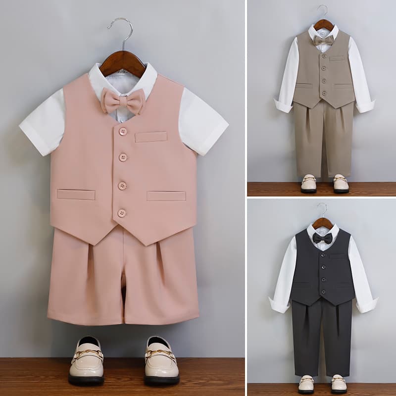 Boys' Suit Vest Set, Small to Medium Child Performance Wear, Children's Speech Hosting, Baby's First Birthday Pageant Attire