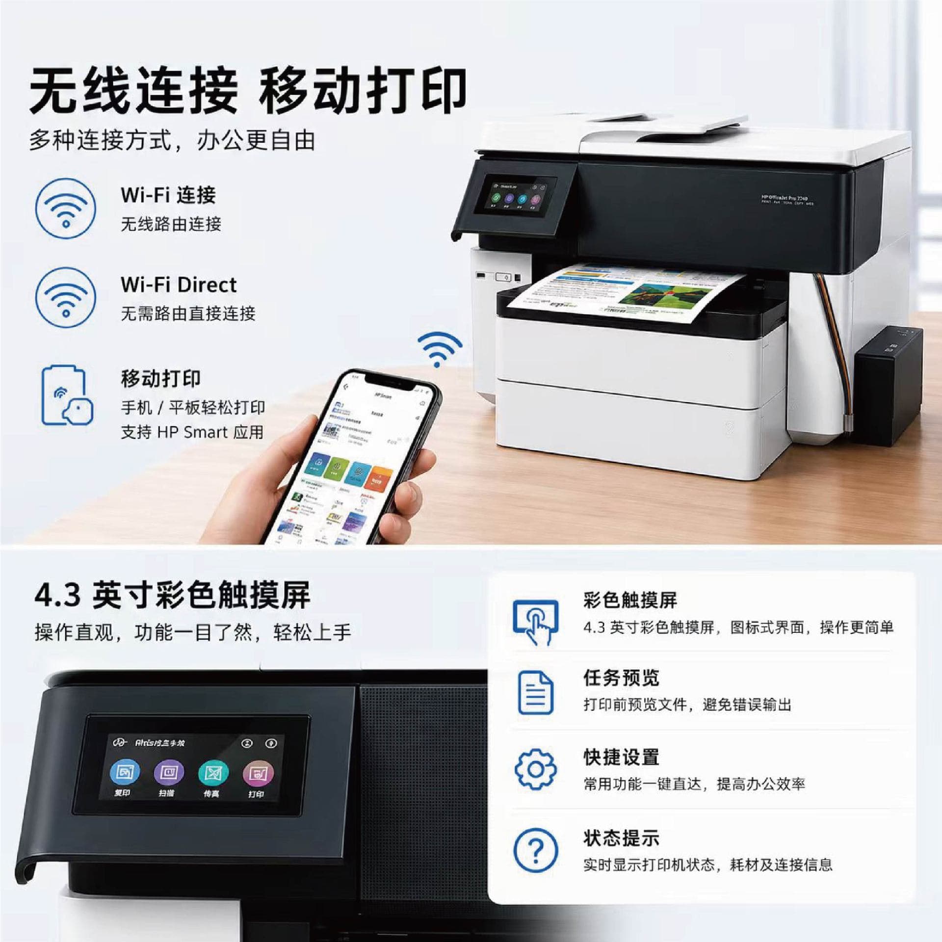 HP 7740/7730/7720 Color A3/A4 Automatic Duplex Inkjet Printer for Commercial Office Use