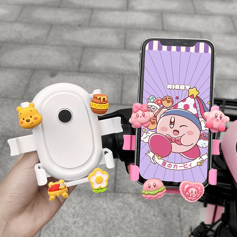 Electric Vehicle Phone Holder Navigation Delivery Rider Fixed Anti-Vibration Bracket Cute Cartoon Bicycle Phone Mount