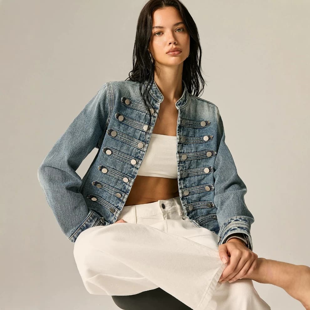 26 EU/US Amazon AliExpress Cross-border New American Retro Street Style Distressed Washed Double-breasted Denim Jacket