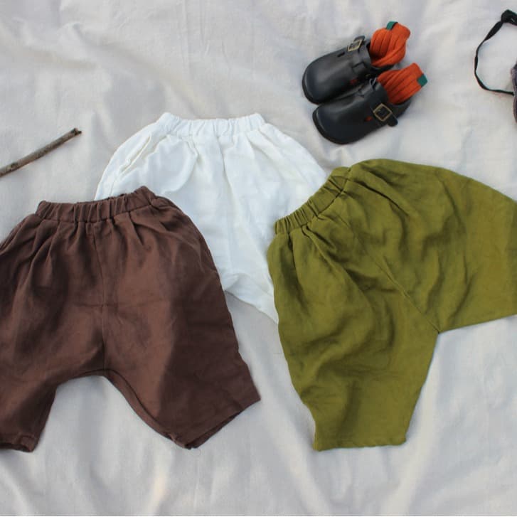 2026 Spring Girls' Pants Solid Color Children's Cotton and Linen Pants Casual Baby Boys' Pants Seven-Point Middle-aged Children