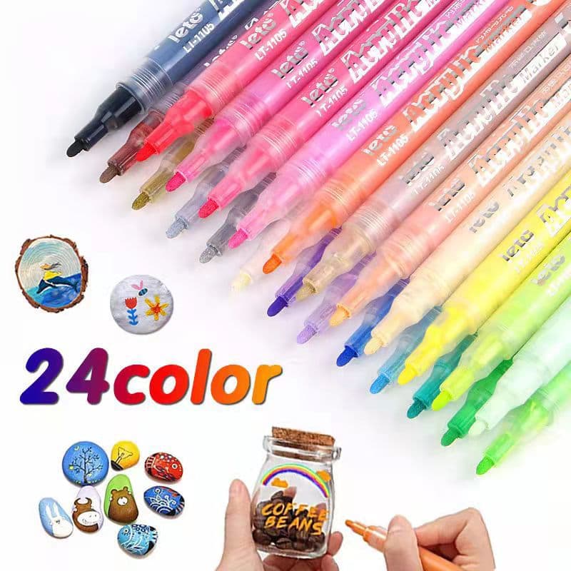 Acrylic Marker Pen Set 12/18 Colors DIY Water-Based Acrylic Markers for Kids