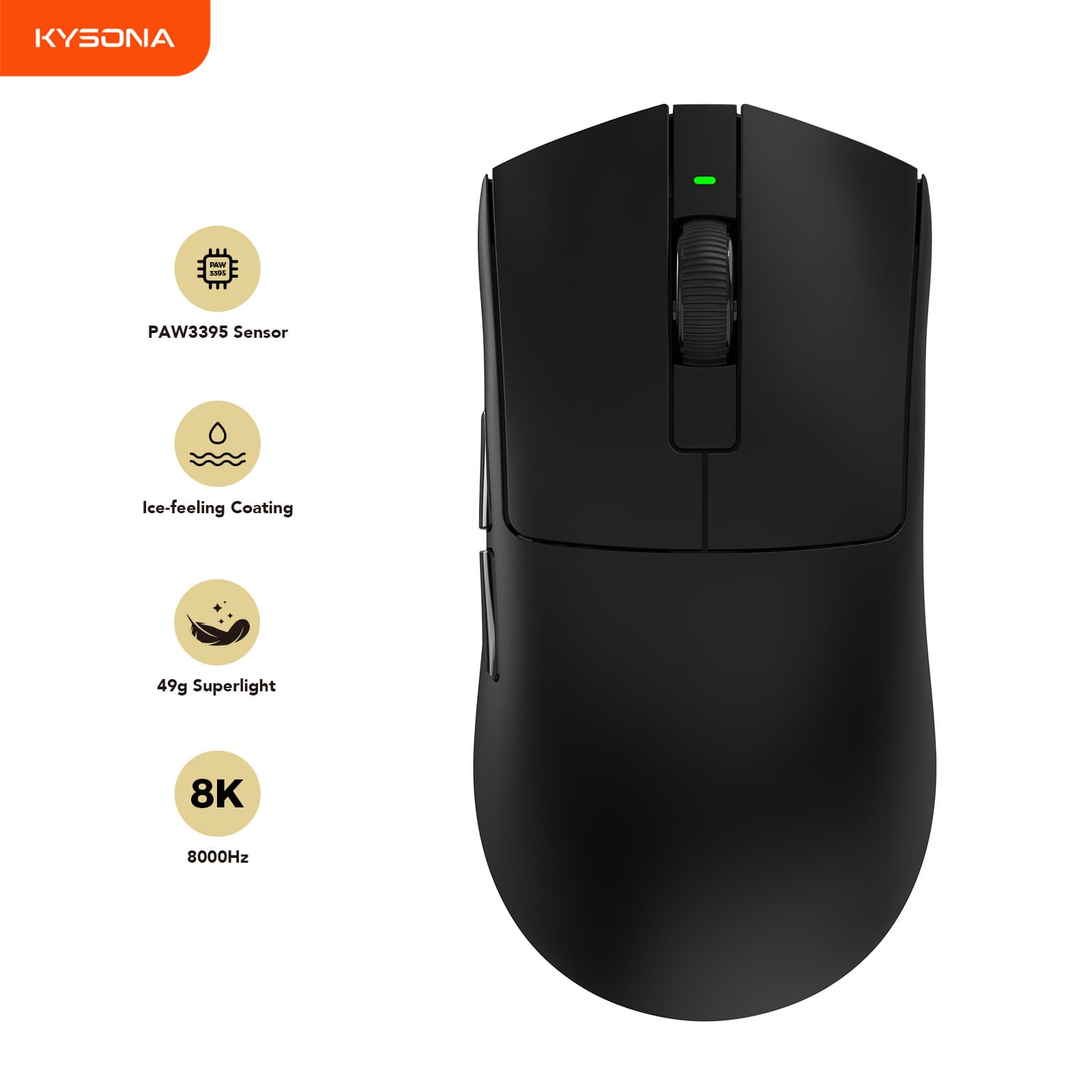 KYSONA Jupiter Pro gaming mouse PAW3395 sensor wireless 8K return rate brand direct delivery