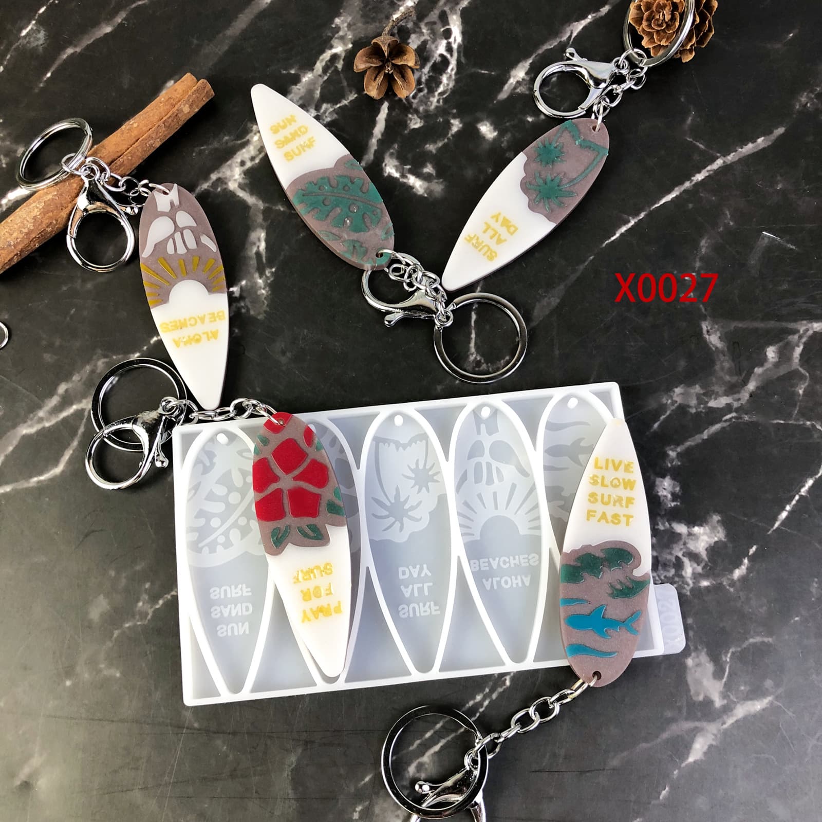 X0027 Teardrop Ocean Creature Summer Theme Keychain Crystal Resin Mold DIY Pendant Silicone Mold