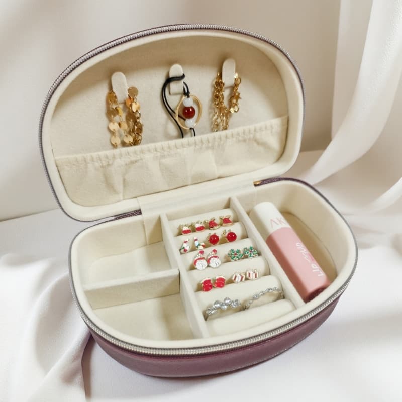 Convenient jewelry storage box European creative semicircle home travel earrings necklace ring jewelry storage jewelry box
