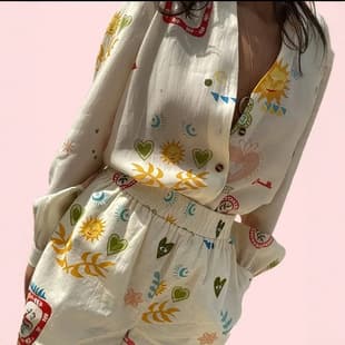 Women's Printed Vacation Blouse for Cross-Border Trade, Amazon Ladies' Shirt Set with POD Customization