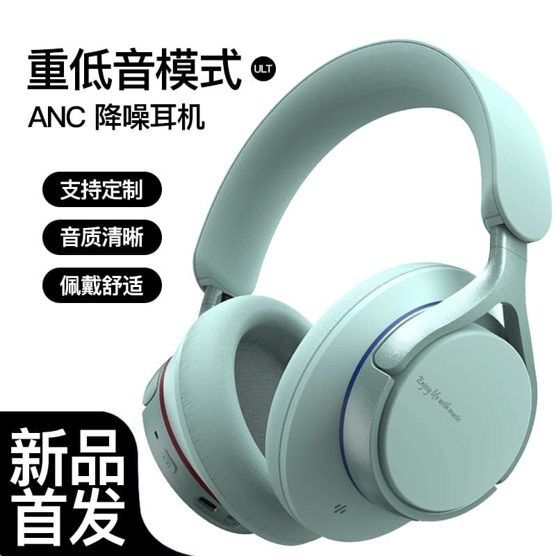 Cross-border Private Mold 2025 New Model Heavy Bass Long Battery Life Over-Ear ANC Noise Cancelling Wireless Bluetooth Headphones Patent B12