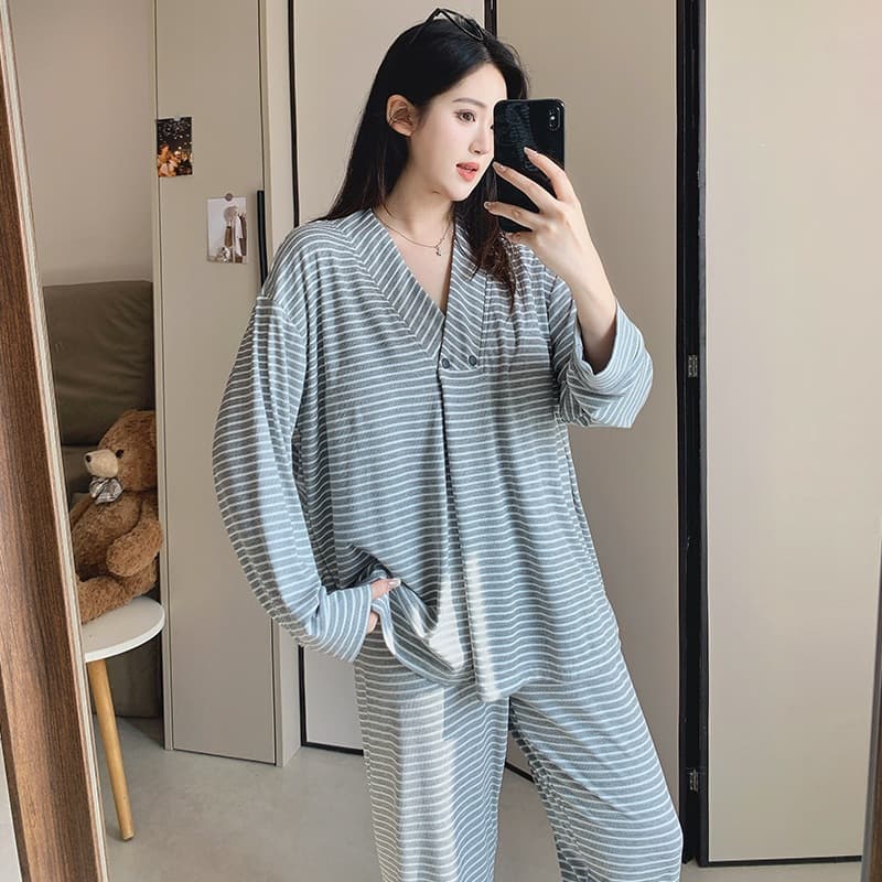 Nursing Sleepwear with Bra Pads Spring Summer Thin Modal, Postpartum Pure Cotton Sweat-Absorbing Maternity Pajamas Homewear