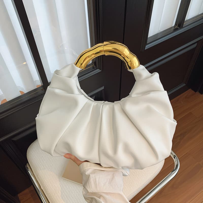 Women's Solid Color Cloud Bag 2025 Trendy Pleated Niche Design Handbag Elegant Ladies' Shoulder Crossbody Bag