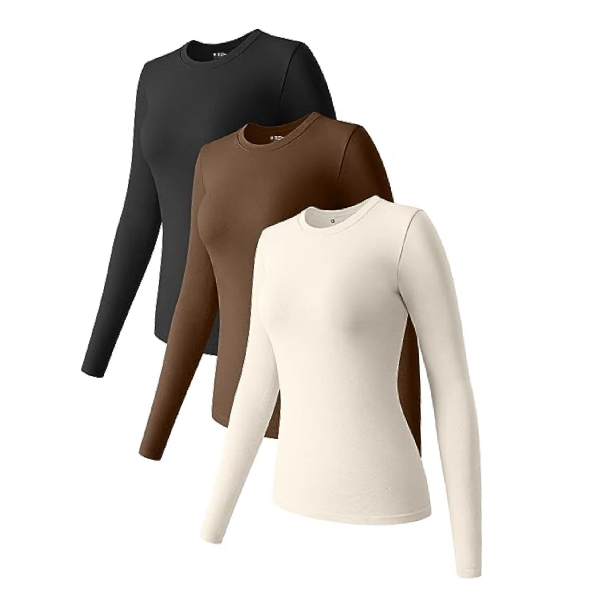 Spot 2024 Autumn Winter European American Cross-Border Amazon Long Sleeve Tops Round Neck Stretch Bottoming Shirt T-Shirt Inner Top