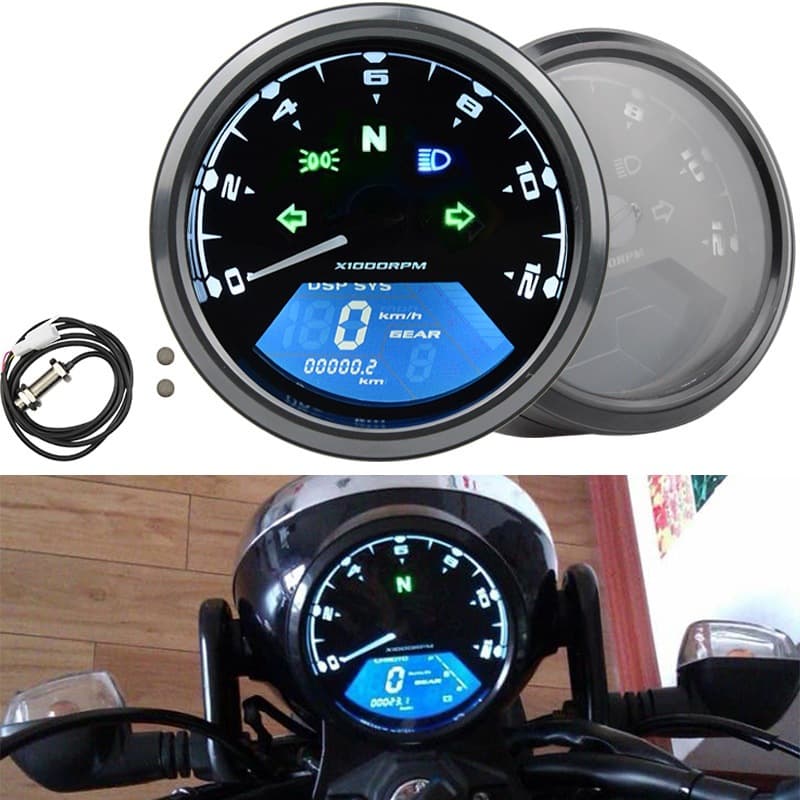 Motorcycle Electric Vehicle Modified LED Waterproof LCD Meter Motorcycle Odometer Tachometer Speedometer