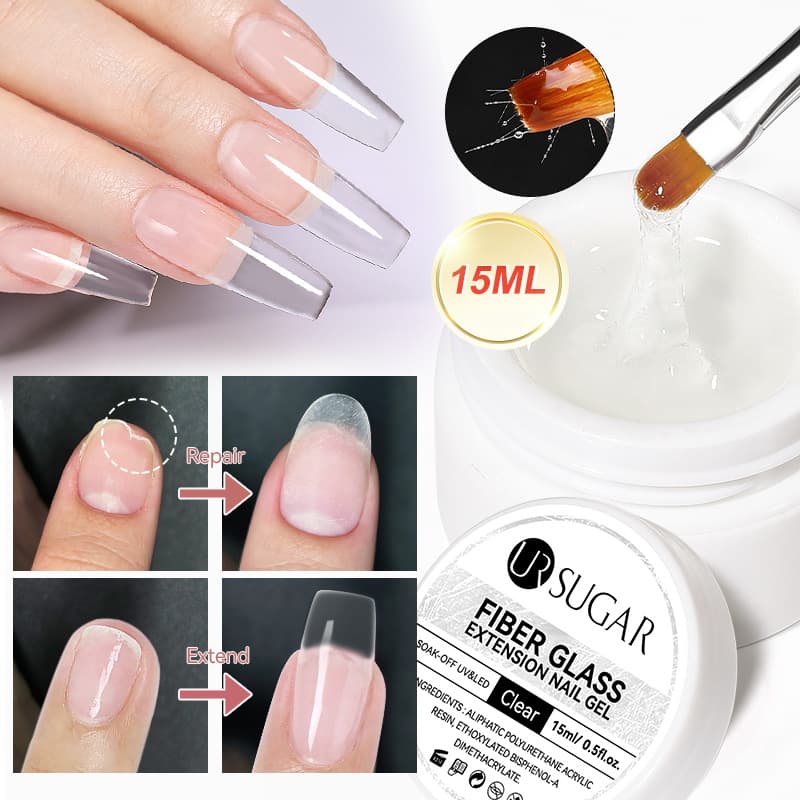 UR SUGAR's new transparent fiber extension gel, manicure building base glue, quick extension nail repair gel