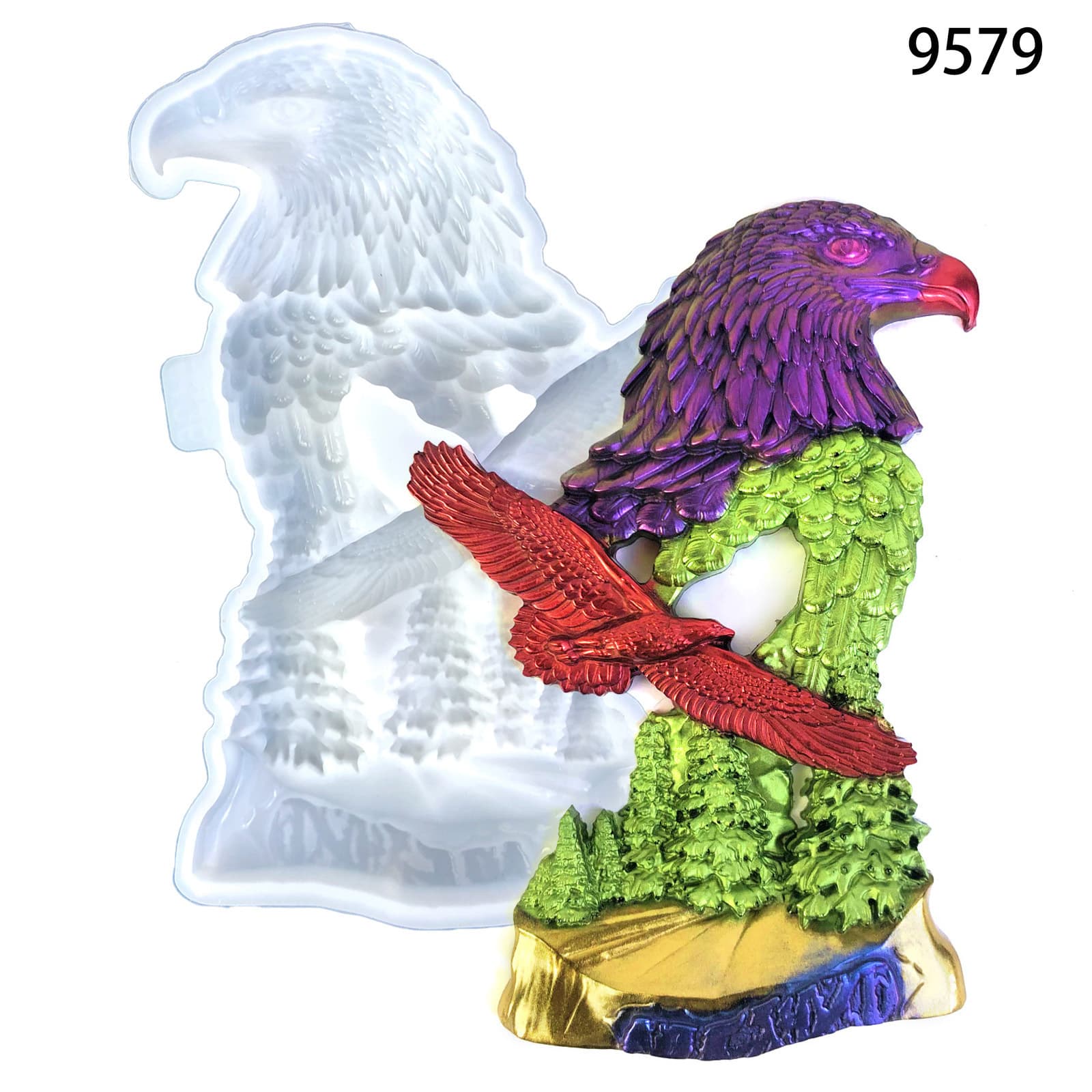Eagle Ornament Silicone Mold Living Room Wall Sticker Hanging Resin Craft Eagle Flying Through Forest Epoxy Resin Mold