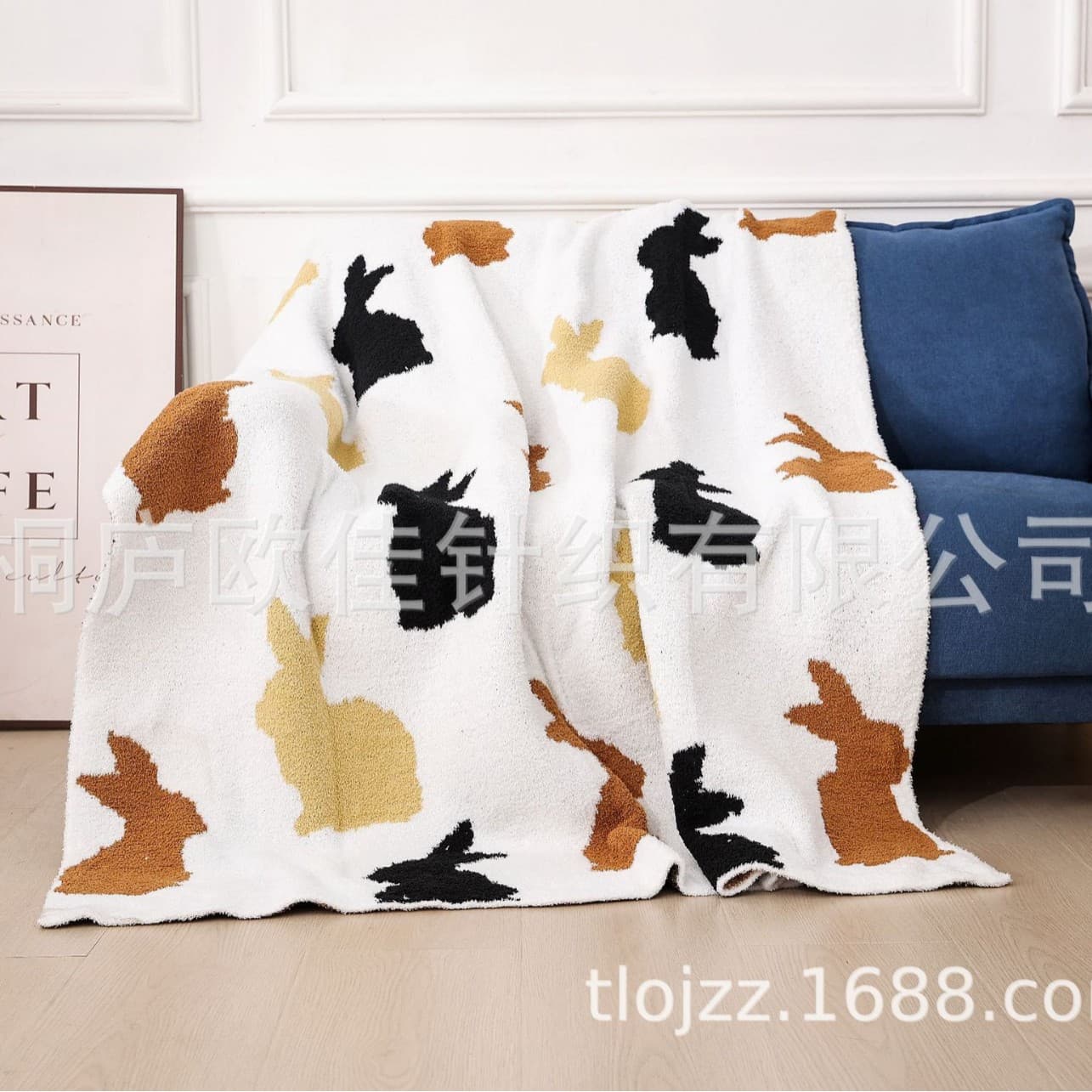 Christmas bunny cross-border half-pile knitted blanket, sofa/office nap blanket, all-season decorative throw