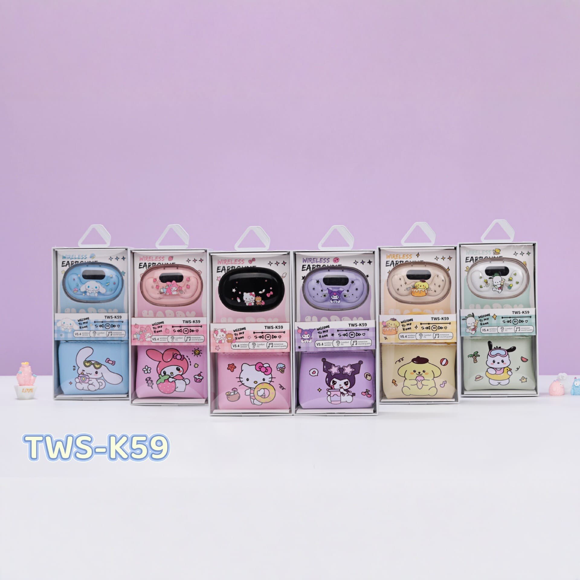 Tws-K59 Cartoon Bluetooth Headphones Cute Pet Style Wireless In-Ear Headphones for Students and Couples with Storage Bag
