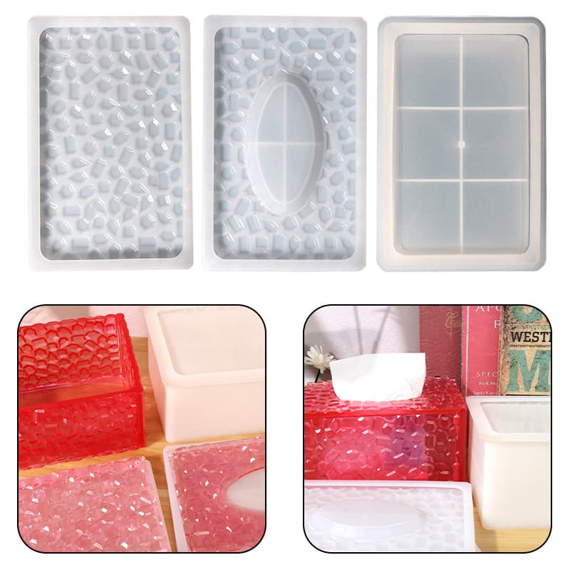 Baijiaxing DIY Stacking Epoxy Resin Mold Diamond Tissue Box Storage Box Silicone Mold Cross-Border Supply