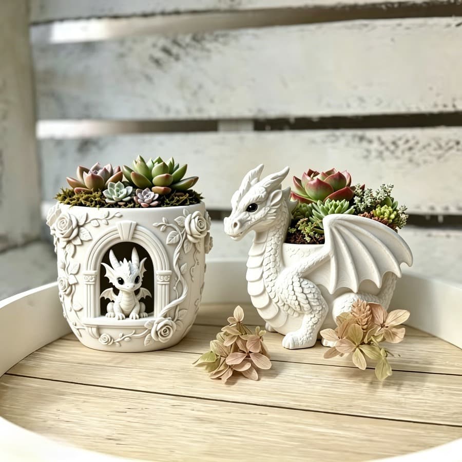 Cross-border silicone mold 2 types of winged dragon garden arch DIY flower pot decorative ornaments resin gypsum handmade