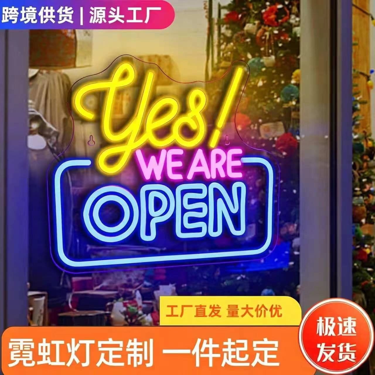 Cross-border supply, custom neon sign source OPEN LED advertising sign decorative light